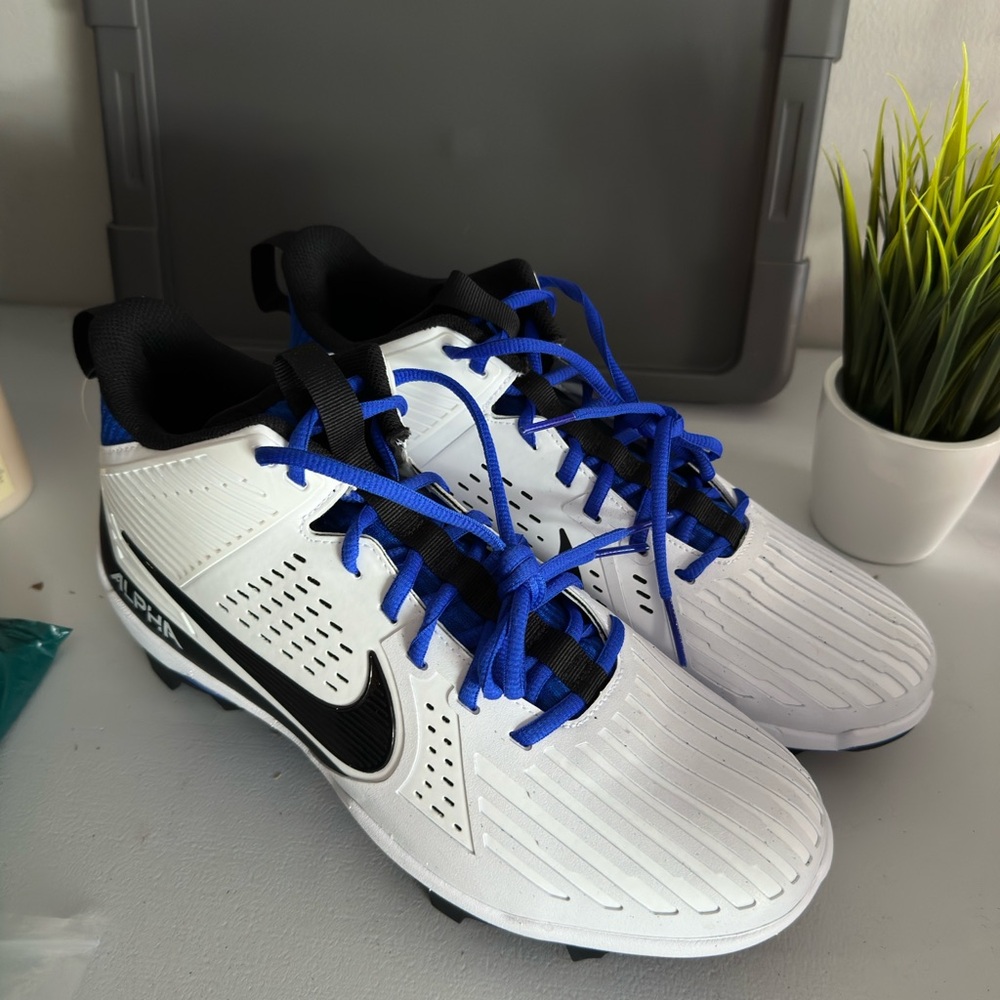 Nike Alpha Menace Strong Football Cleats Men's Size 12 White Blue II5139-101